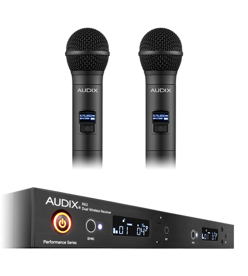 Audix AP62OM2 Dual-Channel Wireless Microphone System with Two H60/Om2 Handheld Transmitters Audix AP62OM2 Dual-Channel Wireless Microphone System with Two H60/Om2 Handheld Transmitters