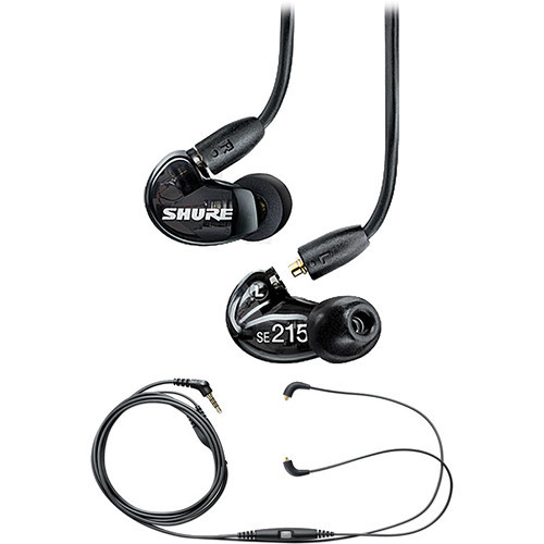 Shure SE215-K Sound-Isolating In-Ear Stereo Earphones and Music Phone Accessory Cable Kit (Black) (SE215-K) Shure SE215-K Sound-Isolating In-Ear Stereo Earphones and Music Phone Accessory Cable Kit (Black) (SE215-K)