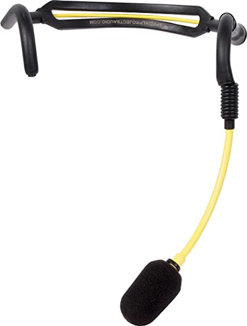 Galaxy Audio H2O7-Y-AT Yellow Heavy Duty Headworn Microphone With Detachable Cable Wired For Audio Technica