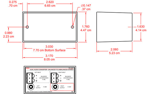 RDL TX-A2D Dual Audio Converter - Balanced to Unbalanced (TX-A2D)