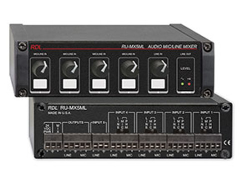 RDL RU-MX5ML 5-Channel Mic/Line Audio Mixer with Phantom Power (RU-MX5ML) RDL RU-MX5ML 5-Channel Mic/Line Audio Mixer with Phantom Power (RU-MX5ML)