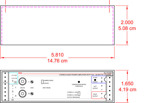 RDL RU-PA40D 40W Stereo Audio Amplifier with USA Power Supply (RU-PA40D)