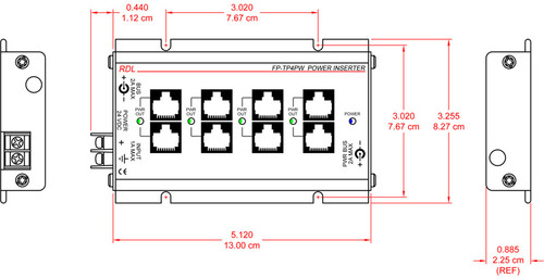 RDL FP-TP4PW 4 Output Power Inserter for Twisted Pair Units (FP-TP4PW)