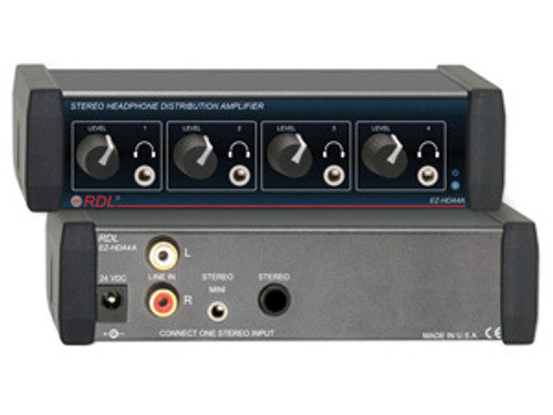 RDL EZ-HDA4A Stereo Headphone Distribution Amp - 1X4 Front-Panel Outputs (EZ-HDA4A RDL EZ-HDA4A Stereo Headphone Distribution Amp - 1X4 Front-Panel Outputs (EZ-HDA4A
