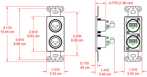 RDL DS-XLR2M Decora Wall Plate with Dual XLR Male Connectors (DS-XLR2M)