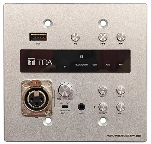 TOA MW-41BT-AM Four Channel Audio Interface With Microphone, Aux, Bluetooth, And USB Inputs