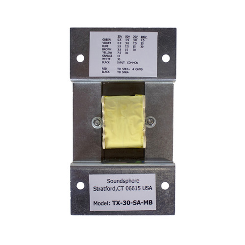 Soundsphere SS-TX30-SA-MB 30W Transformer with Included Mounting Bracket Soundsphere SS-TX30-SA-MB 30W Transformer with Included Mounting Bracket