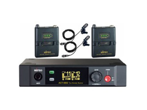 Avlex ACT-5802/ACT-58T2 Half-Rack Dual-Channel 5.8GHz Receiver With Two ACT-58T Bodypack Transmitters & Two MU-53LX Lapel Microphones Avlex ACT-5802/ACT-58T2 Half-Rack Dual-Channel 5.8GHz Receiver With Two ACT-58T Bodypack Transmitters & Two MU-53LX Lapel Microphones