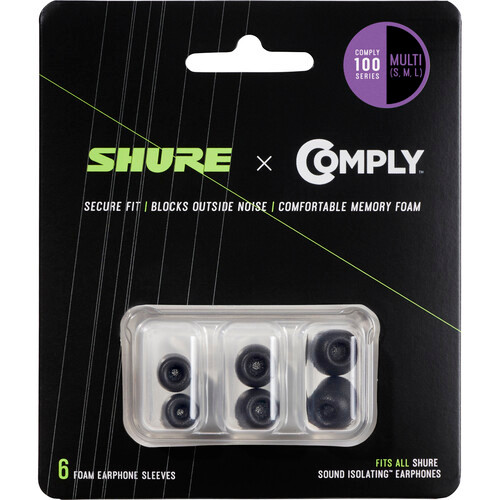 Shure EACYF1-6KIT 100 Series Comply Foam Sleeves for Shure Earphones (S, M, L, 1 Pair Each) (EACYF1-6KIT) Shure EACYF1-6KIT 100 Series Comply Foam Sleeves for Shure Earphones (S, M, L, 1 Pair Each) (EACYF1-6KIT)