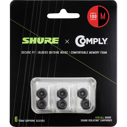 Shure EACYF1-6M 100 Series Comply Foam Sleeves for Shure Earphones (Medium, 3 Pair) (EACYF1-6M) Shure EACYF1-6M 100 Series Comply Foam Sleeves for Shure Earphones (Medium, 3 Pair) (EACYF1-6M)
