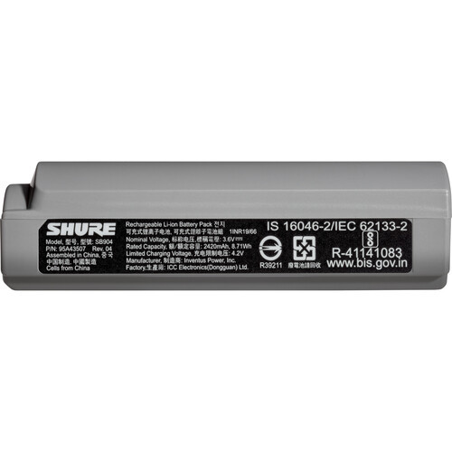 Shure SB904 Rechargeable Battery for GLX-D+ Wireless Transmitters (SB904) Shure SB904 Rechargeable Battery for GLX-D+ Wireless Transmitters (SB904)