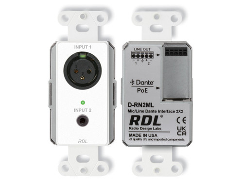 RDL D-RN2ML Wall-Mounted Bi-Directional Mic/Line Dante Interface 2x2 (D-RN2ML) RDL D-RN2ML Wall-Mounted Bi-Directional Mic/Line Dante Interface 2x2 (D-RN2ML)