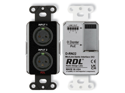RDL DB-RN22 Wall-Mounted Bi-Directional Mic/Line Dante Interface 2x2 (DB-RN22) RDL DB-RN22 Wall-Mounted Bi-Directional Mic/Line Dante Interface 2x2 (DB-RN22)