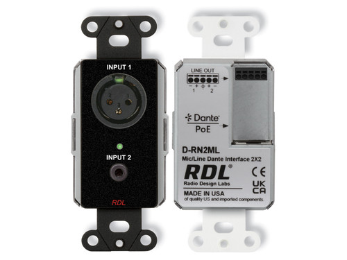 RDL DB-RN2ML Wall-Mounted Bi-Directional Mic/Line Dante Interface 2x2 (DB-RN2ML) RDL DB-RN2ML Wall-Mounted Bi-Directional Mic/Line Dante Interface 2x2 (DB-RN2ML)