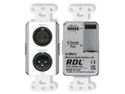 RDL DS-BTN21 Wall-Mounted Bi-Directional Mic/Line Dante Interface 1x2 (DS-BTN21) RDL DS-BTN21 Wall-Mounted Bi-Directional Mic/Line Dante Interface 1x2 (DS-BTN21)