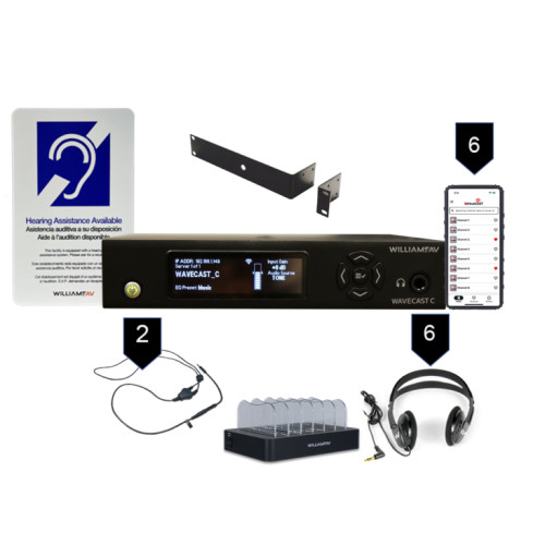 Williams Sound WF SYS2C-00 WaveCAST System With 6 WAV Pro Wi-Fi Receivers (WF SYS2C-00)
