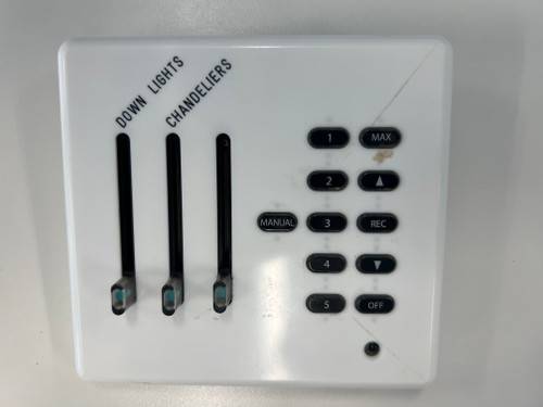 Leviton D8000 Slider & Button Station, 3 Sliders & 11 Buttons, white, refurbished (KS031-W) Leviton D8000 Slider & Button Station, 3 Sliders & 11 Buttons, white, refurbished (KS031-W)