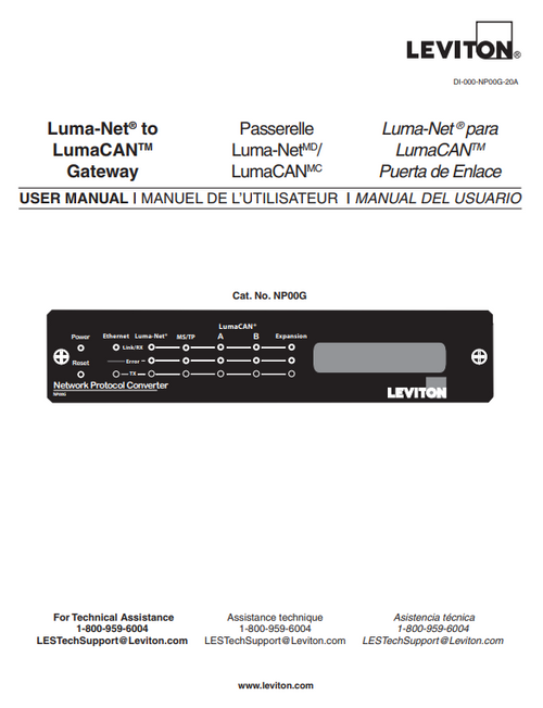 Leviton Lumacan to LumaCan Gateway Manual Leviton Lumacan to LumaCan Gateway Manual