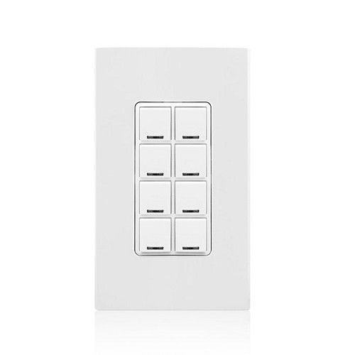 Leviton RDGSW-8CW GreenMAX® Digital Keypad, Light Switch, 8 Button, LumaCAN3, White (RDGSW-8CW)