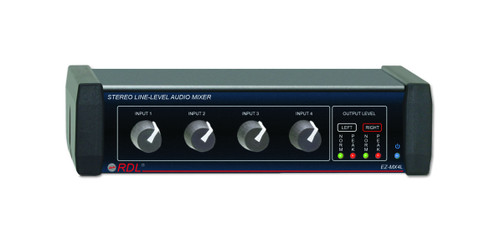RDL EZ-MX4LX Stereo Line-Level Audio Mixer, 4X1 with Power Supply (EZ-MX4LX)