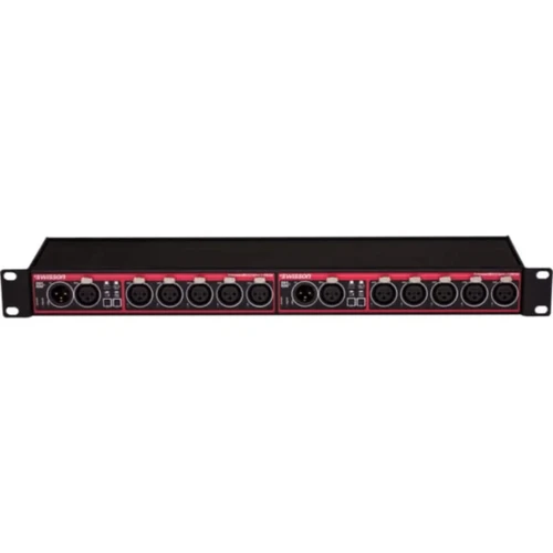 Swisson XSR-5R-3R-US 5-Pin and 3-Pin RDM & DMX Splitter / Booster - Double Rack Style with NEMA 5-15 (XSR-5R-3R-US)