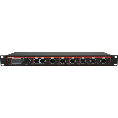 Swisson XPD-28-5R6-US DMX & RDM Splitter - 2x 5-Pin XLR Inputs - 2x 5-Pin & 6x 3-Pin XLR Outputs (XPD-28-5R6-US)