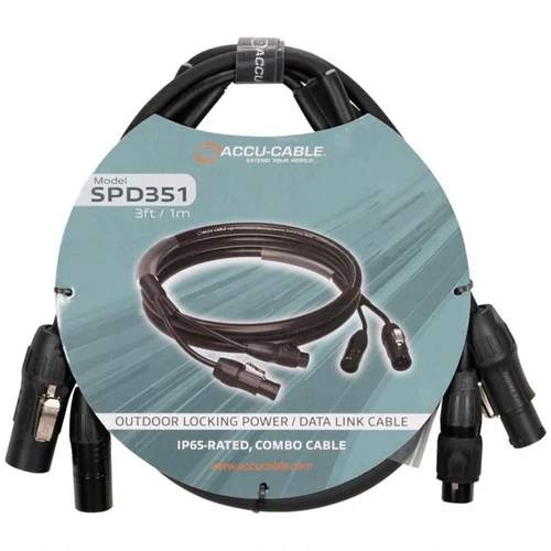 Accu-Cable SPD351 IP65-Rated Combo Cable, 3-foot (SPD351)
