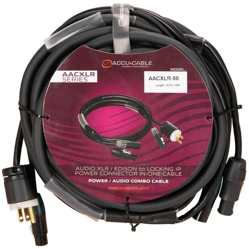 Accu-Cable AACXLR-50 Power/Audio Combo Cable, 50ft (AACXLR-50)