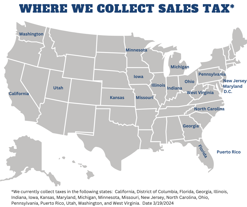 States Where Knight Sound & Lighting Collects Sales Taxes