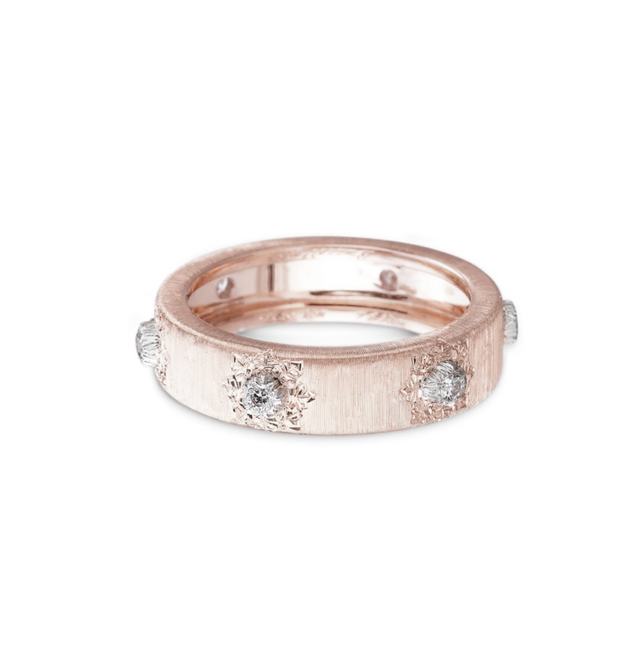 Buccellati Macri Classica 18K Pink Gold Diamond Eternelle Ring (5.5mm)