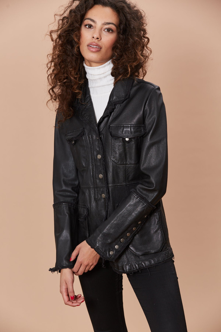 Meryl Waxed Suede Leather Jacket