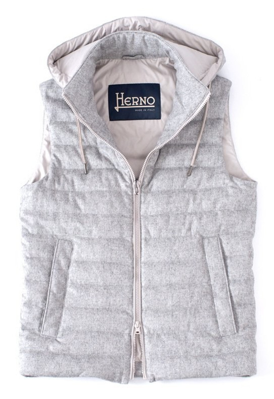 Herno Men's Silk Cashmere Down Vest in Grey