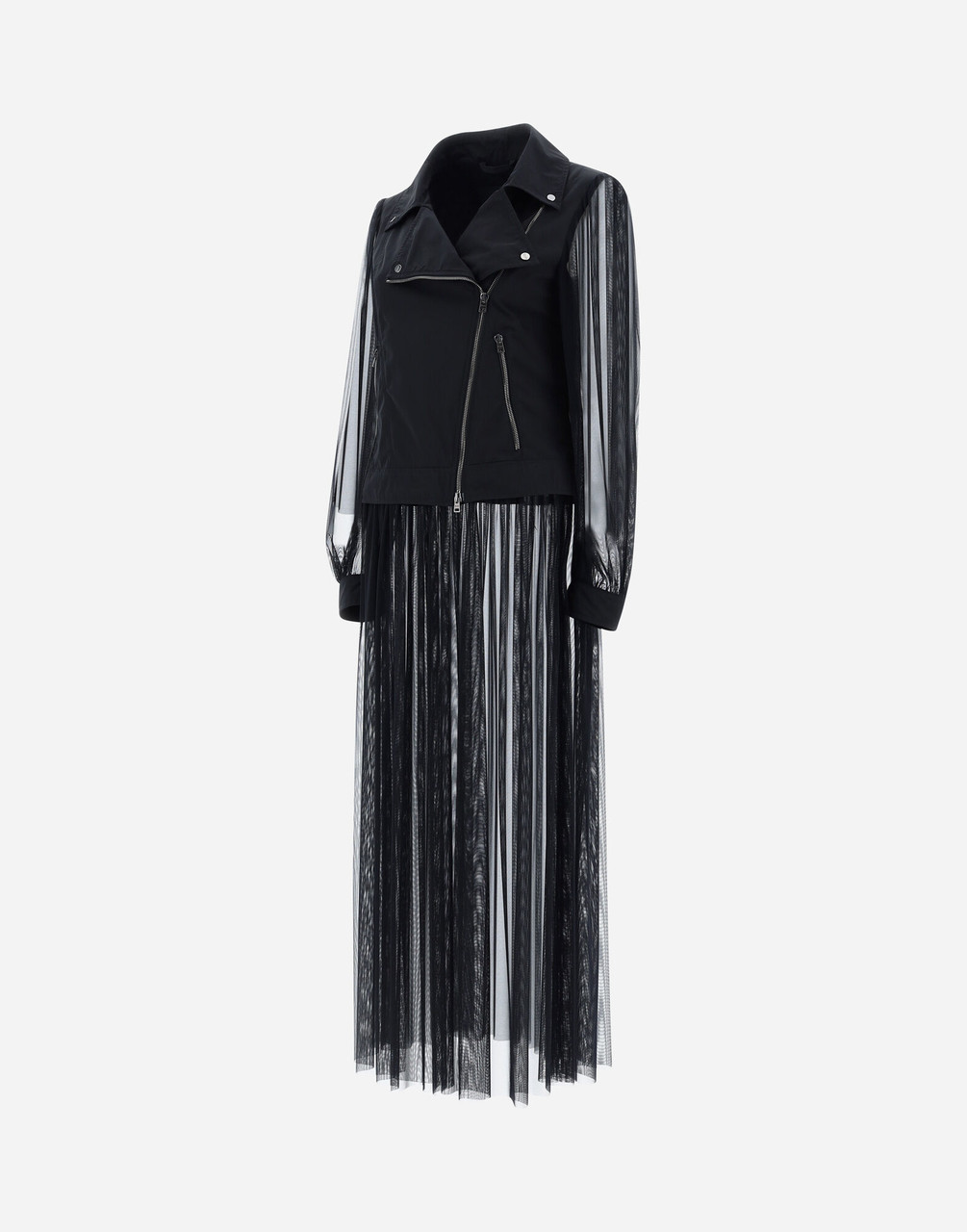 ダンディT 　Herno レザージャケット　46 Herno Trench Coat in Compact Nylon & Tulle in Black