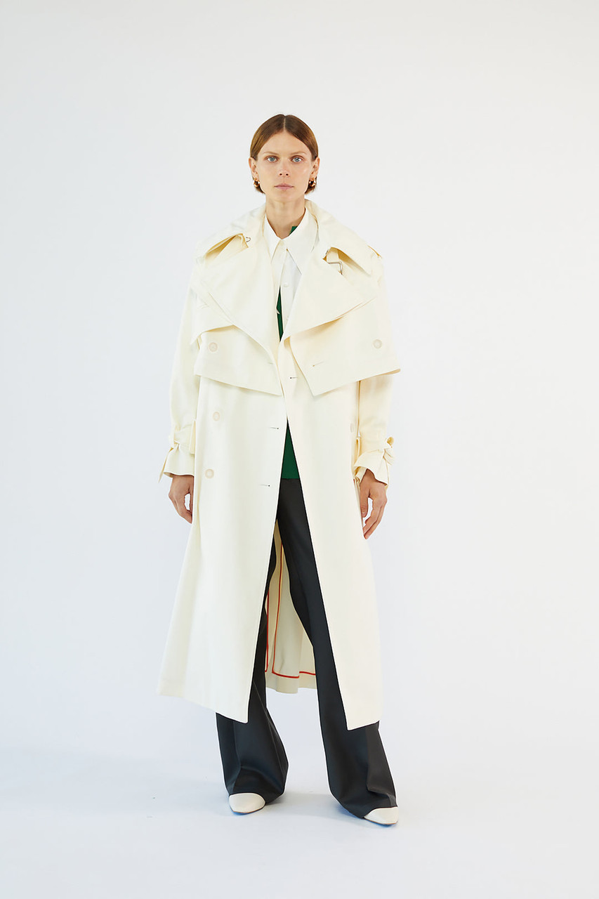 MARGOT92 Margot Convertible Cotton Trench Coat in Off White