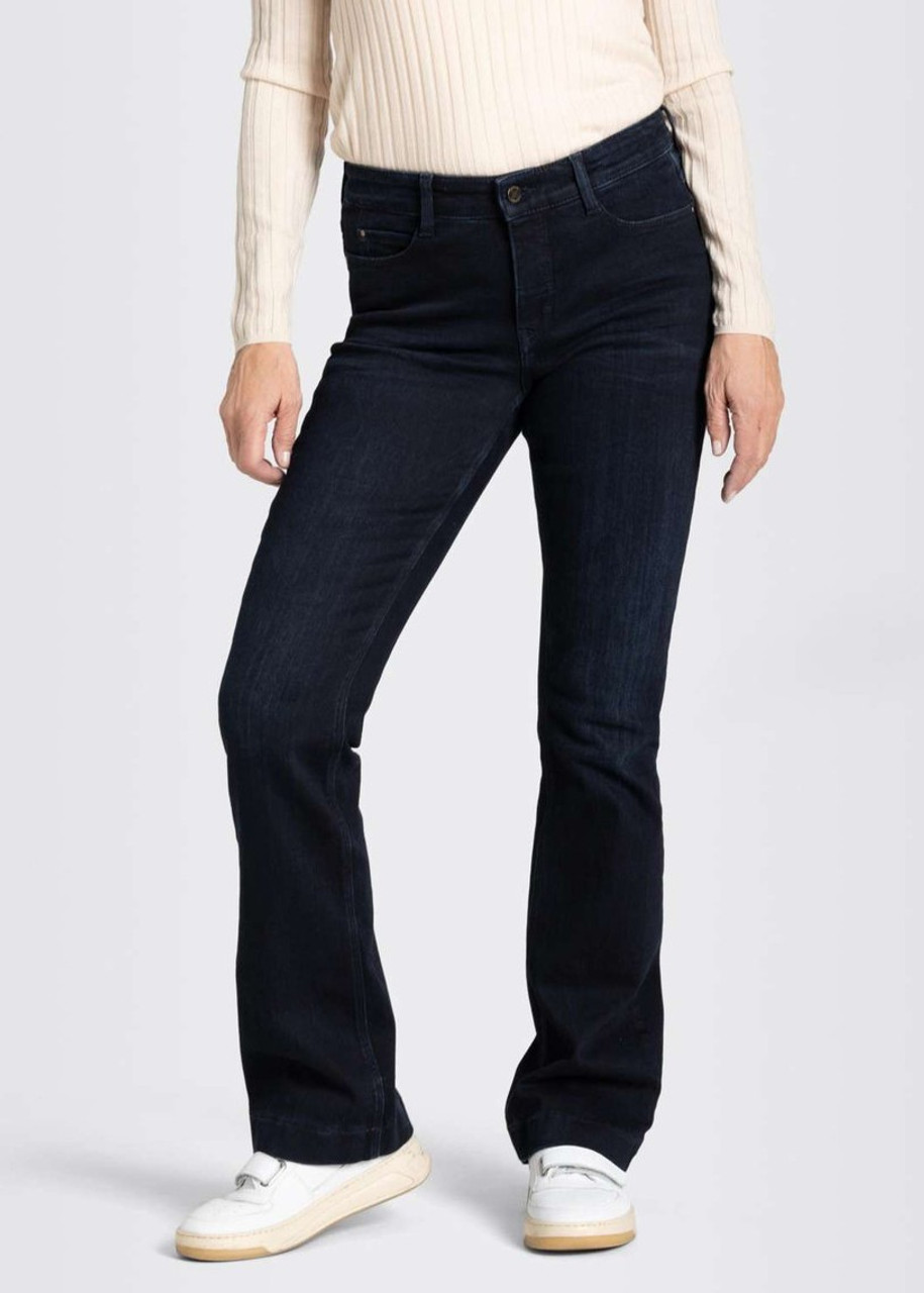 Mac Dream Net Blue Black Authentic Wash Jeans in Boot