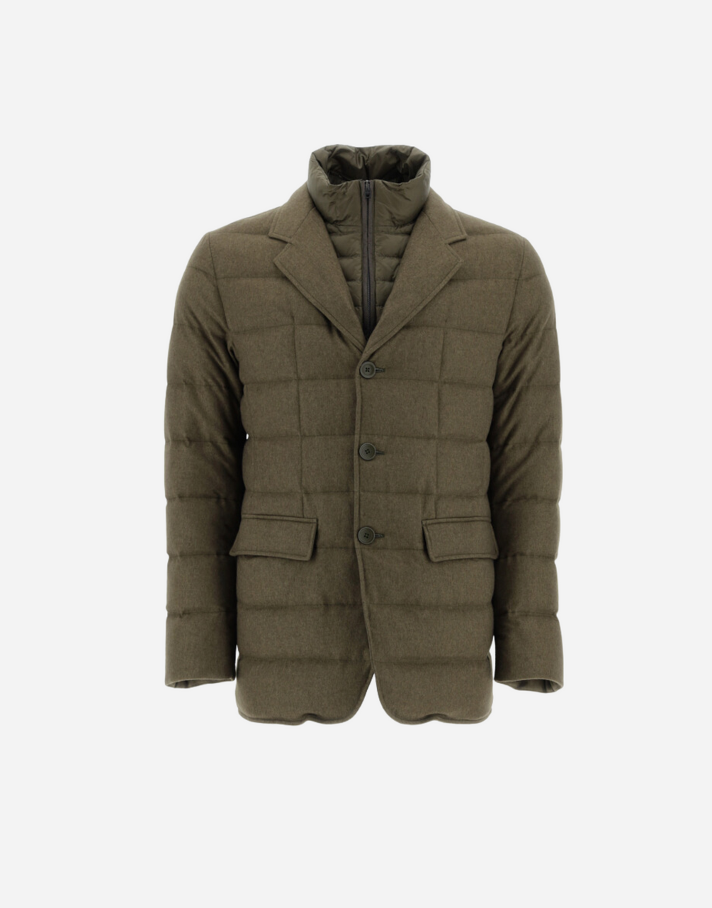 Herno Men's Silk/Cashmere Blazer with Wind Guard in Olive