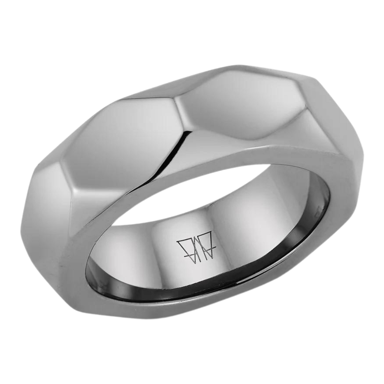 Davi: 7mm Dark Metal Men's Wedding Ring, Grey Diamond Accents | Ken & Dana