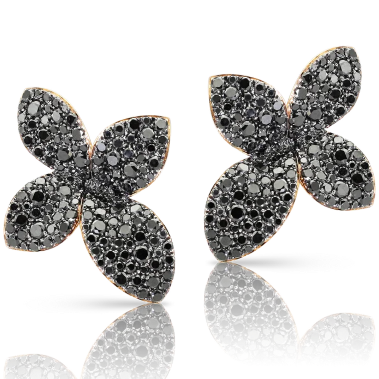 14k gold black diamond star stud earrings | Lodagold