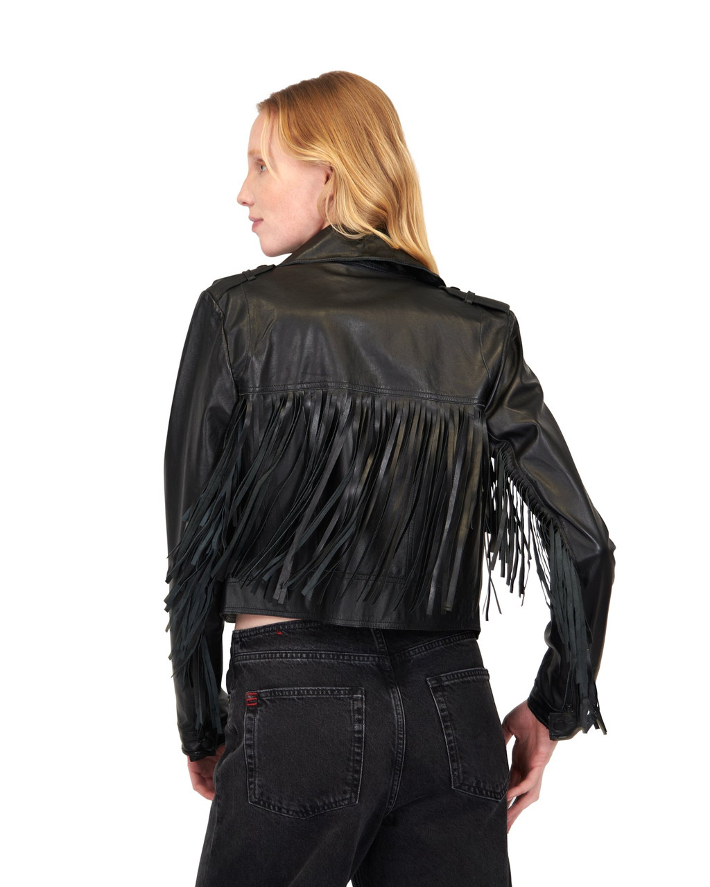 Jakett New York Tina Washed Leather Jacket in Black