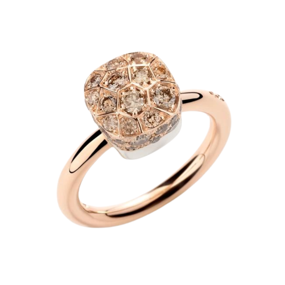 Pomellato Nudo 18K Rose and White Gold Brown Diamond Solitaire