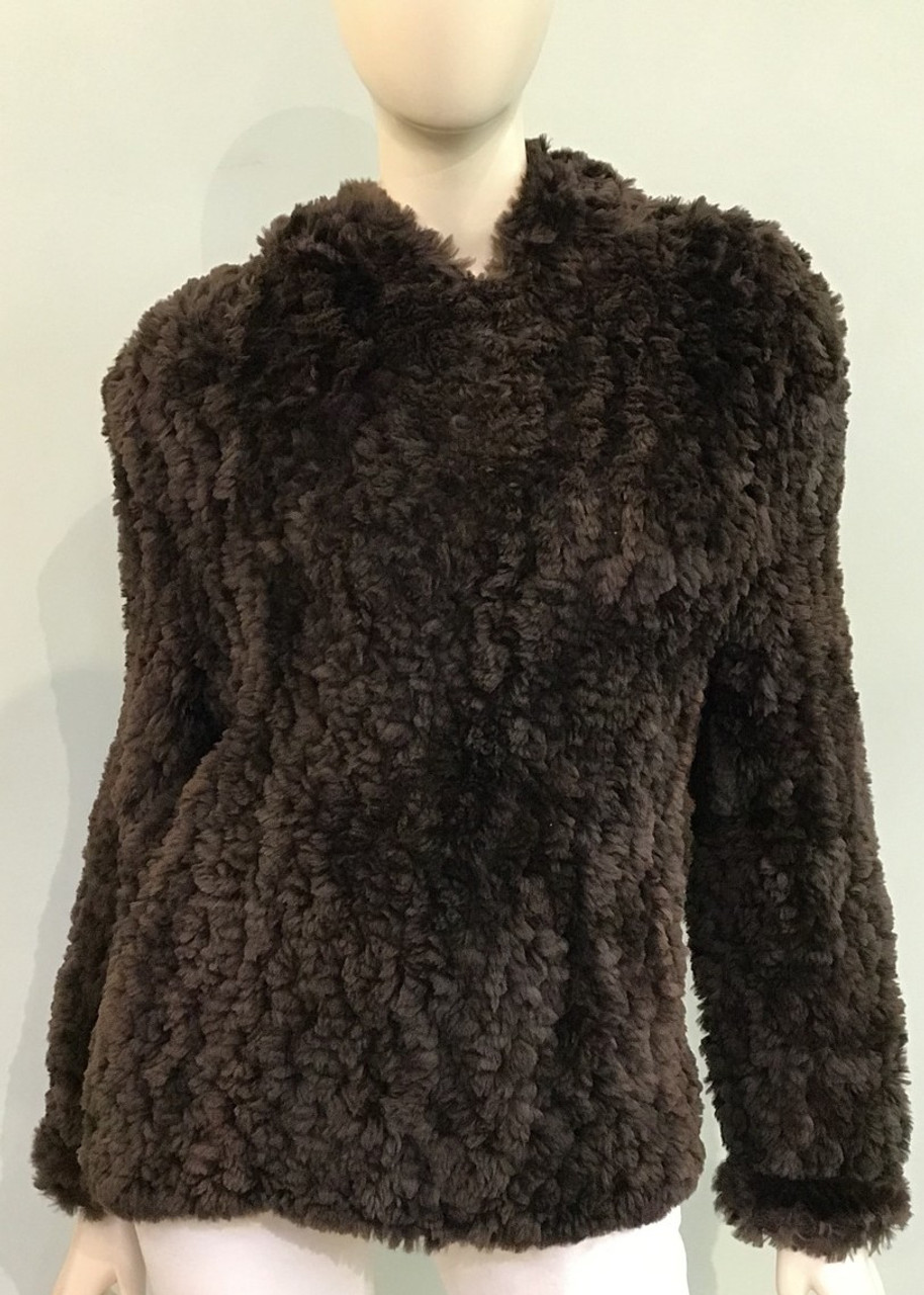 Paula Lishman Hand-Knit Sheared Beaver Jacket in Ombre Walnut, Size Small