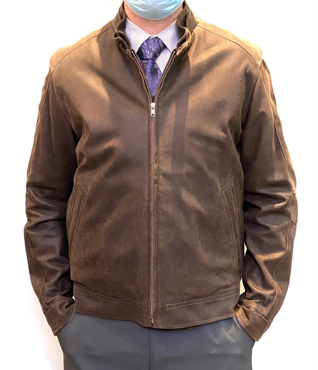 Remy Men's Leather Single Collar Jacket 