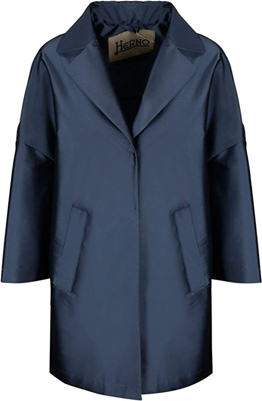 Herno Nylon Oversized Stretch Coat in Medium Blue, Size 50