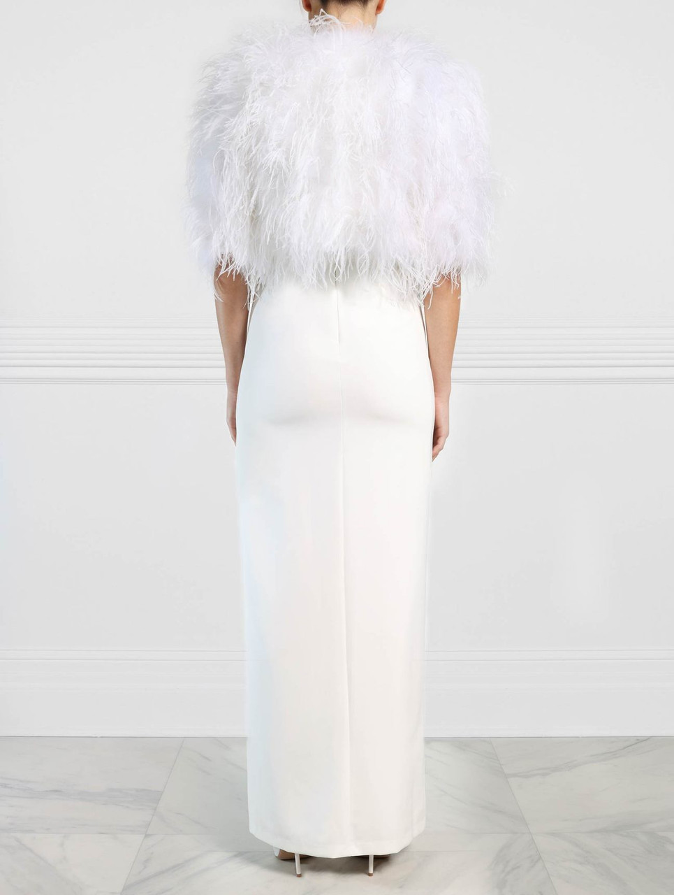 white ostrich feather jacket