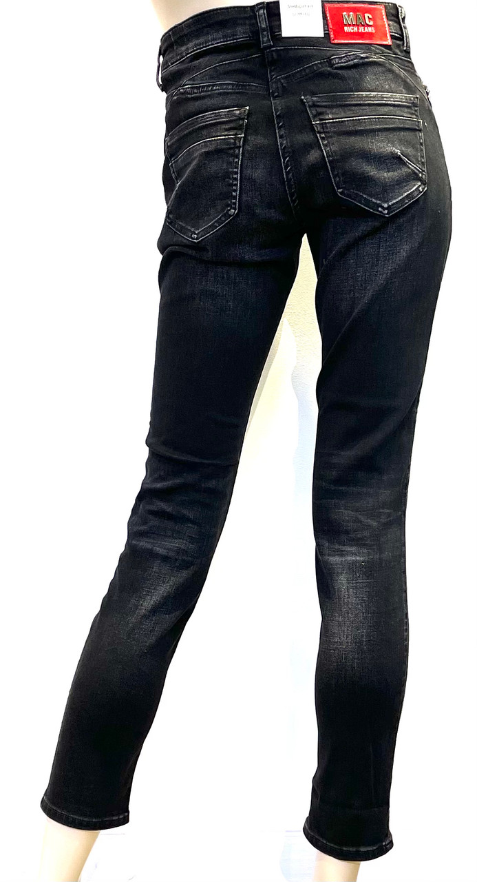 Mac Rich Slim Glam Dark Jeans Night Rivet Wash in