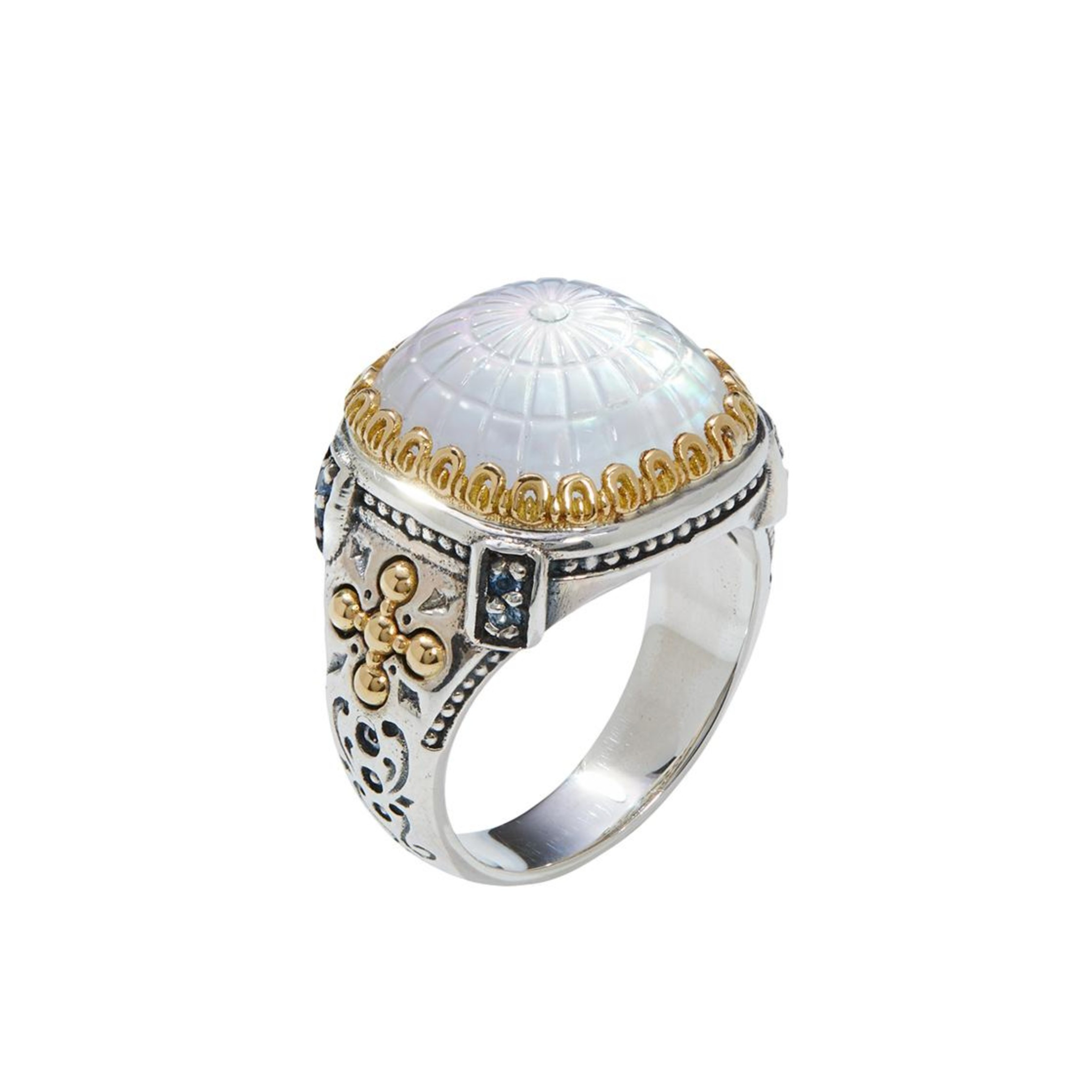 Bague Large En Argent Sterling .925 KONSTANTINO - Lettrages Grecs - Taille 6 - Occasion