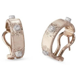 Buccellati Macri Classica 18K Pink Gold Diamond Hoop Earrings Buccellati Macri Classica 18K Pink Gold Diamond Hoop Earrings