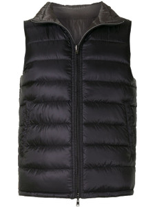 Herno Men’s Reversible Nylon Ultralight Waistcoat in Black/Grey, Size 60 Herno Men’s Reversible Nylon Ultralight Waistcoat in Black/Grey, Size 60