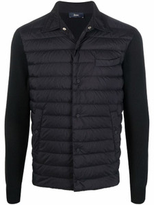Herno Men's Shirt Jacket with Knit Back in Black Herno Men's Shirt Jacket with Knit Back in Black