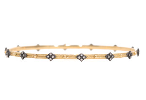Armenta 18K Yellow Gold and Blackened Sterling Silver Crivelli and Granulation Bangle Bracelet, Size Medium Armenta 18K Yellow Gold and Blackened Sterling Silver Crivelli and Granulation Bangle Bracelet, Size Medium